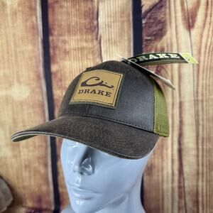 Drake Hat Cap Snap Back Olive Green Mesh Trucker Patch Waterfowl Outdoors Mens